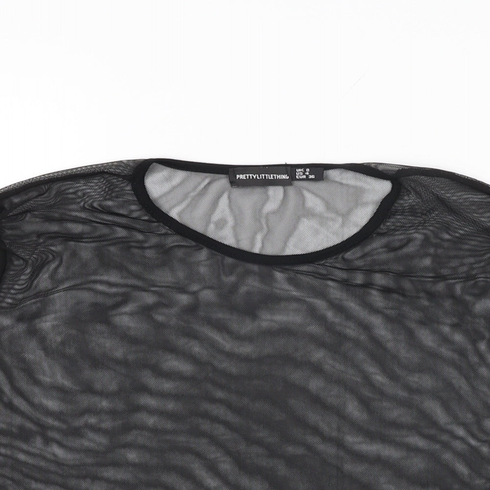 Womens UK Size 8 PRETTYLITTLETHING Black Basic T-Shirt