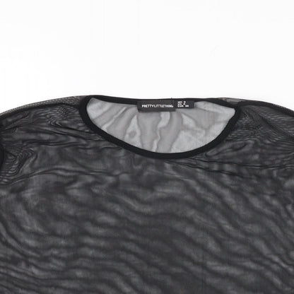 Womens UK Size 8 PRETTYLITTLETHING Black Basic T-Shirt