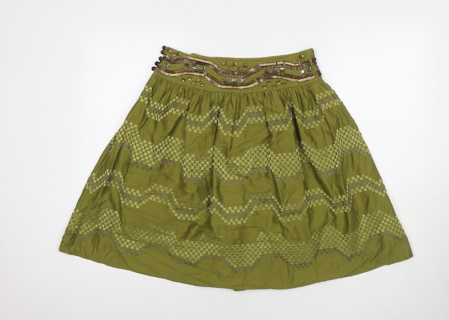 Monsoon Womens Black Cotton A-Line Skirt Size 10 Zip