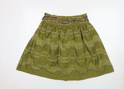 Monsoon Womens Black Cotton A-Line Skirt Size 10 Zip