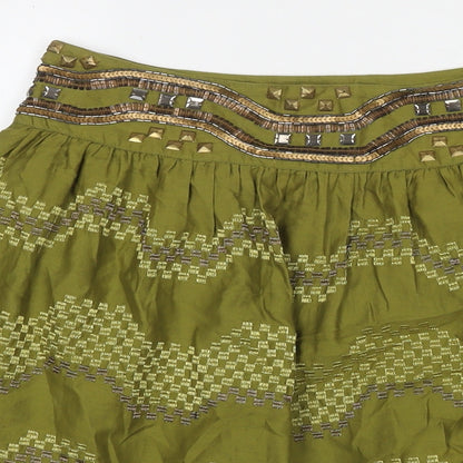 Monsoon Womens Black Cotton A-Line Skirt Size 10 Zip