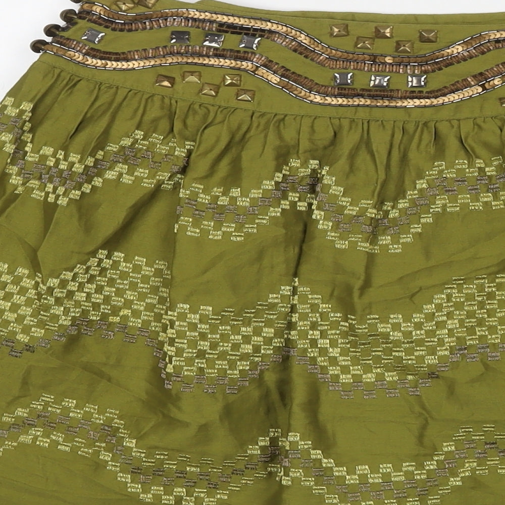 Monsoon Womens Black Cotton A-Line Skirt Size 10 Zip