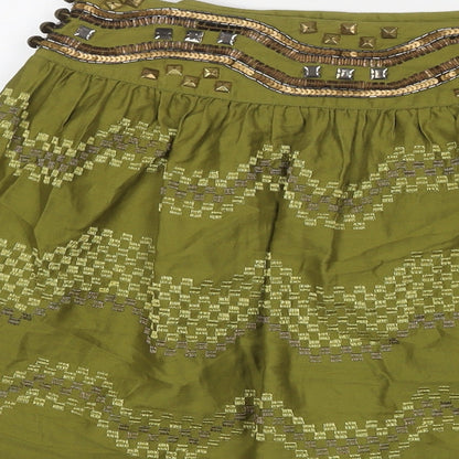 Monsoon Womens Black Cotton A-Line Skirt Size 10 Zip