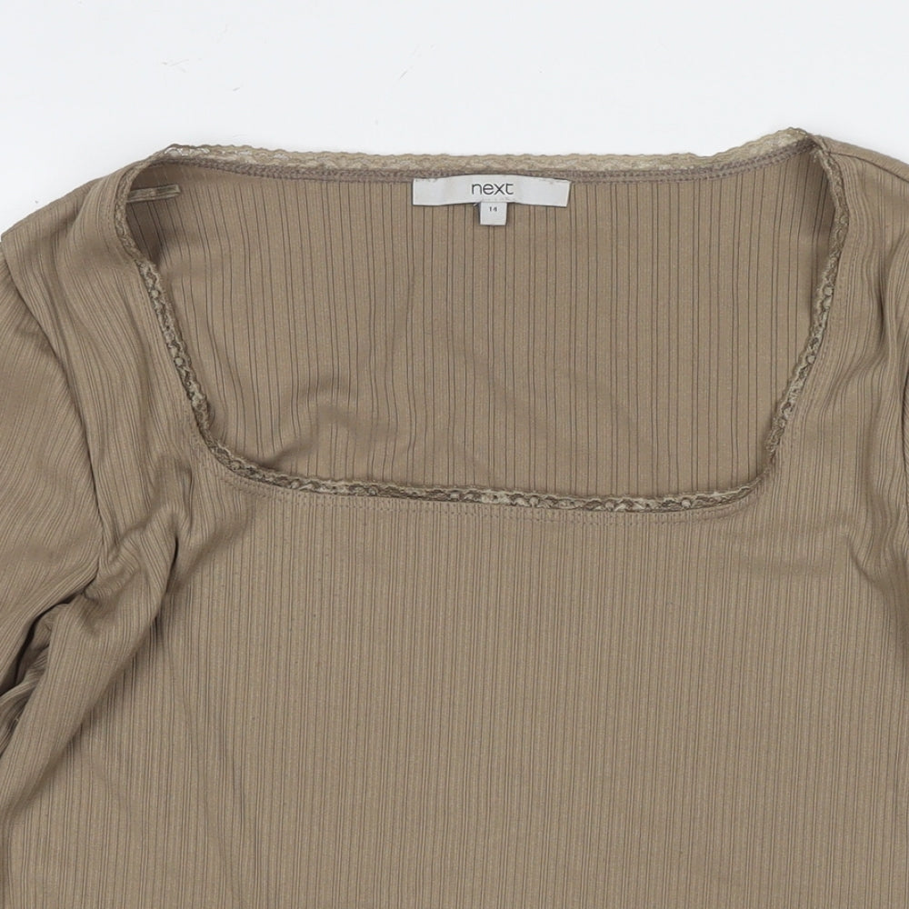 Womens UK Size 14 NEXT Brown Basic T-Shirt