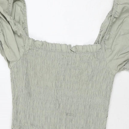 ASOS Womens Grey Cotton Fit & Flare Size 6 Square Neck Pullover