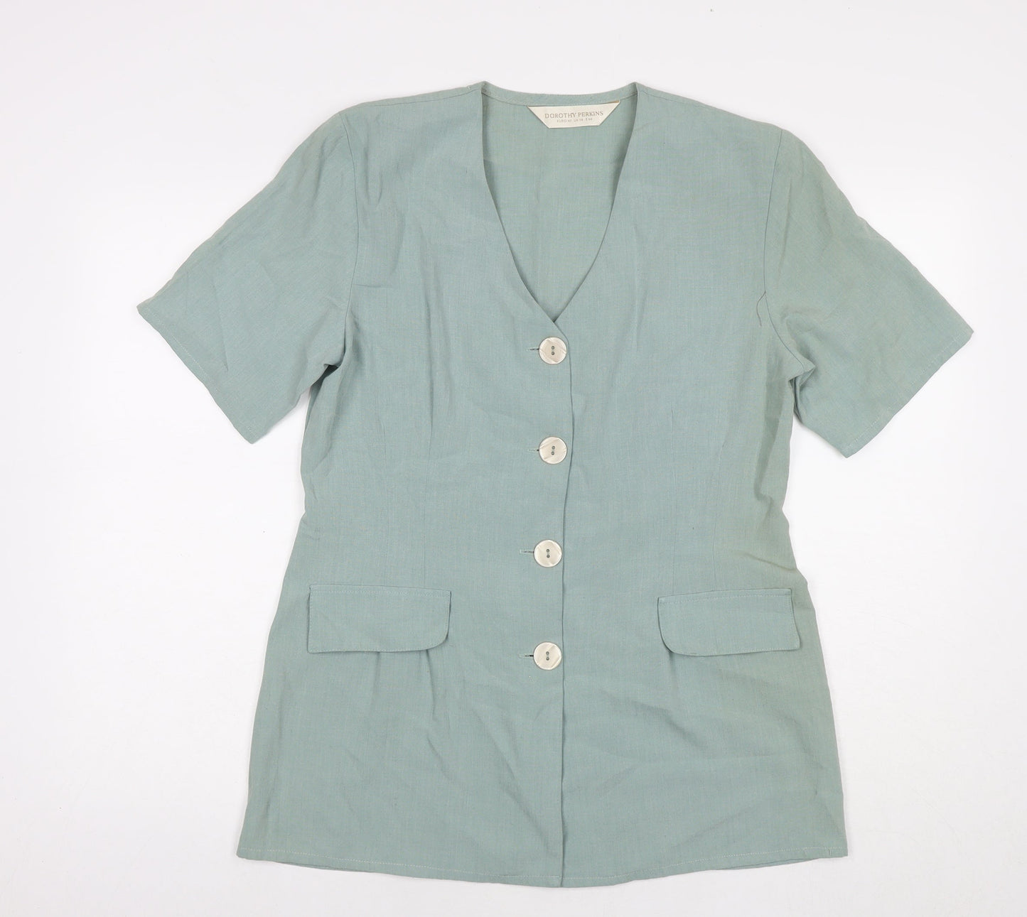 Womens UK Size 14 Dorothy Perkins Blue Basic Button-Up