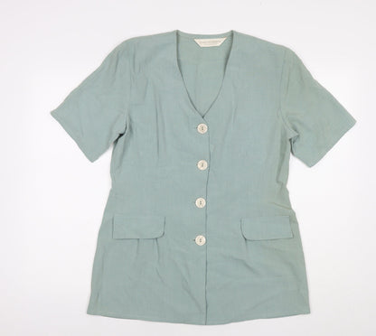 Womens UK Size 14 Dorothy Perkins Blue Basic Button-Up