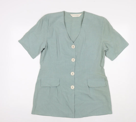 Womens UK Size 14 Dorothy Perkins Blue Basic Button-Up
