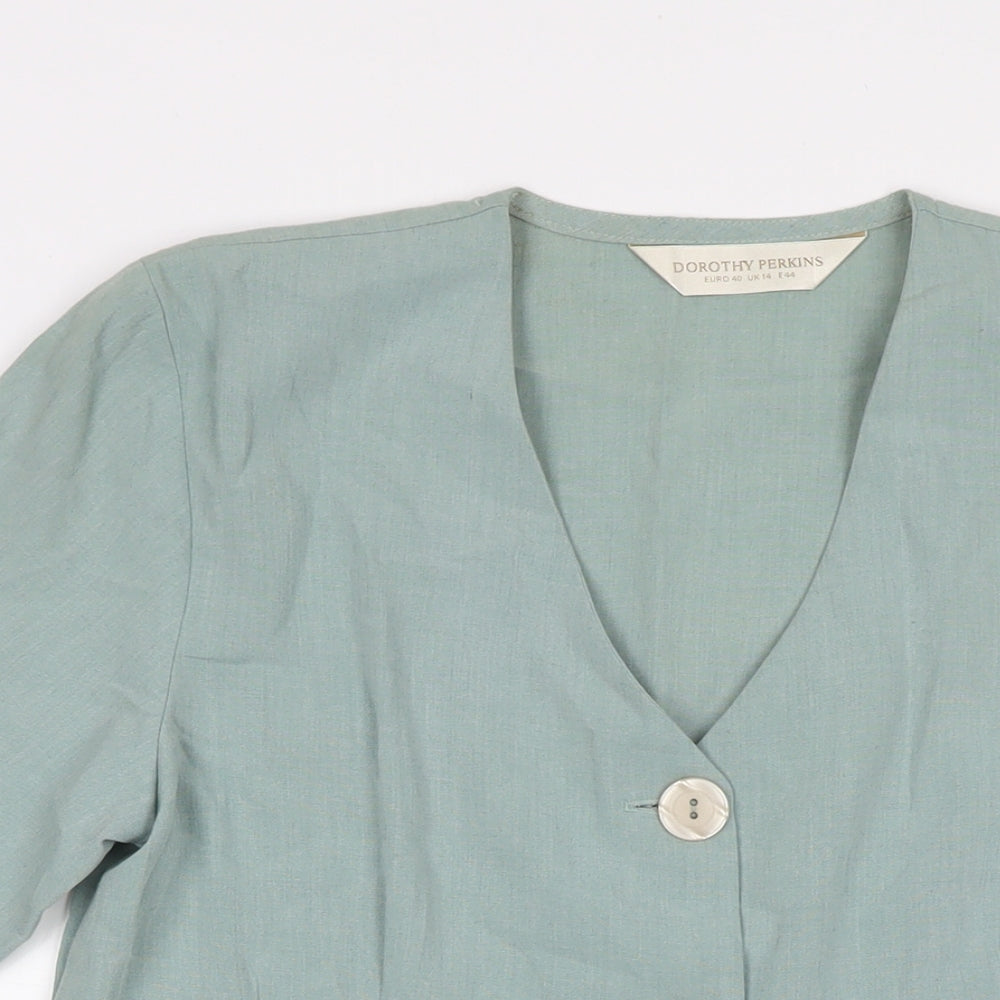Womens UK Size 14 Dorothy Perkins Blue Basic Button-Up