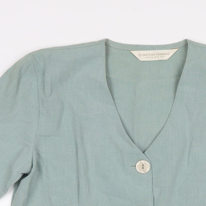 Womens UK Size 14 Dorothy Perkins Blue Basic Button-Up