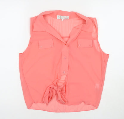 Rose Womens Pink Polyester Basic Button-Up Size 12 Collared