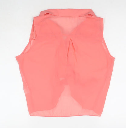 Rose Womens Pink Polyester Basic Button-Up Size 12 Collared