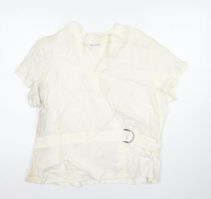 Autograph Womens White Linen Basic Blouse Size 22 V-Neck