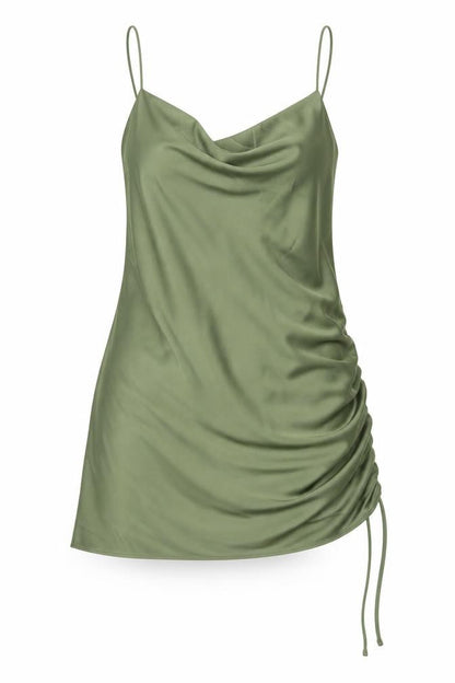 Topshop Womens Green Polyester A-Line Size 12 Cowl Neck Pullover