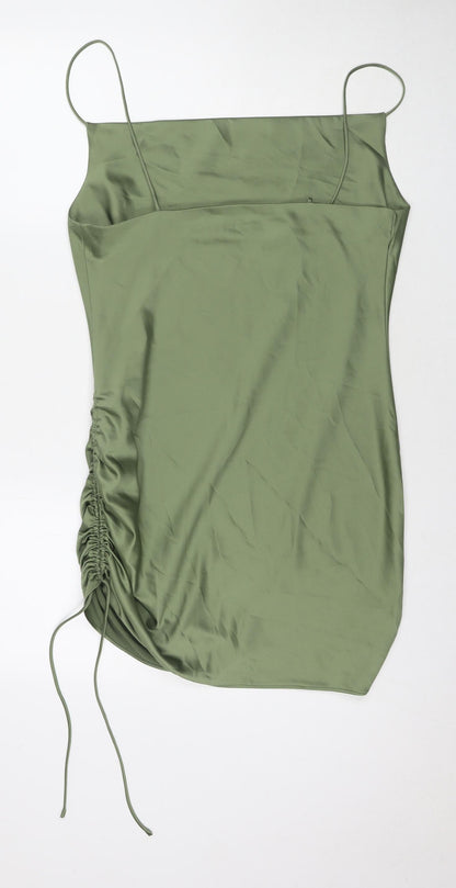 Topshop Womens Green Polyester A-Line Size 12 Cowl Neck Pullover
