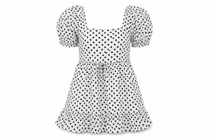 Miss Selfridge Womens White Polka Dot Cotton A-Line Size 10 Square Neck Pullover