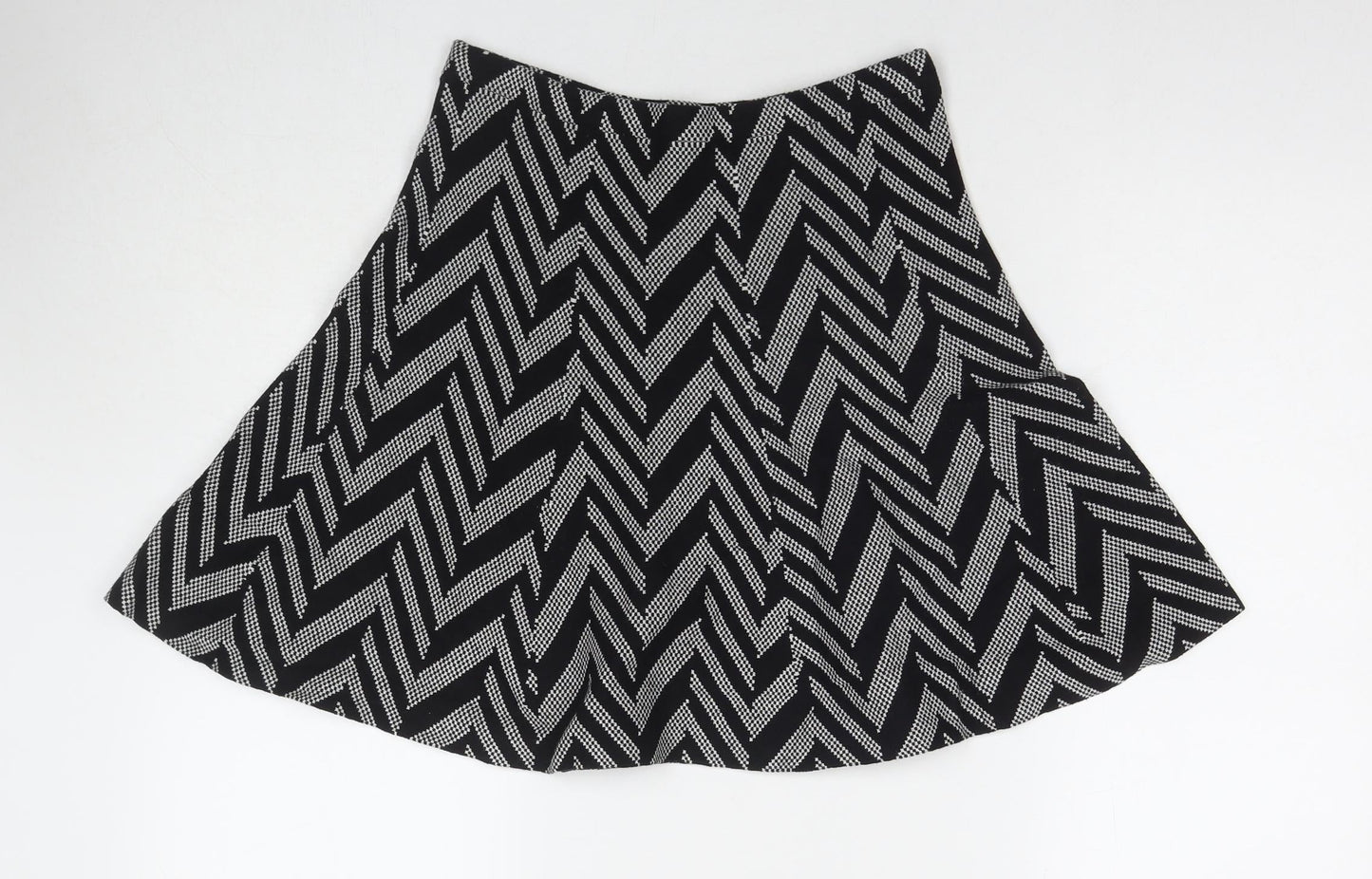 Oasis Womens Black Geometric Cotton Skater Skirt Size S