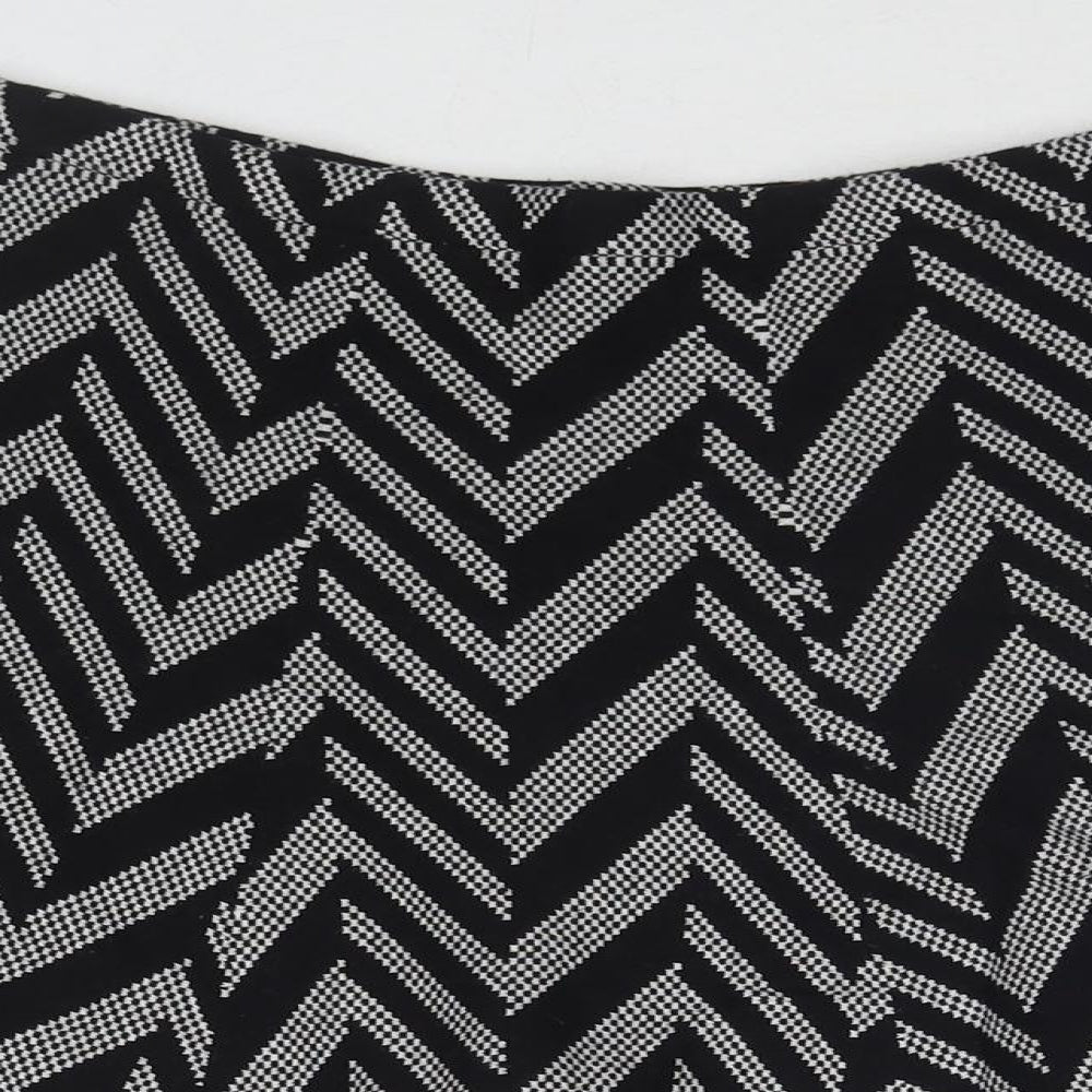 Oasis Womens Black Geometric Cotton Skater Skirt Size S