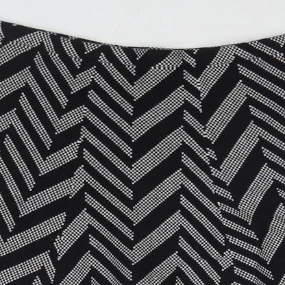 Oasis Womens Black Geometric Cotton Skater Skirt Size S