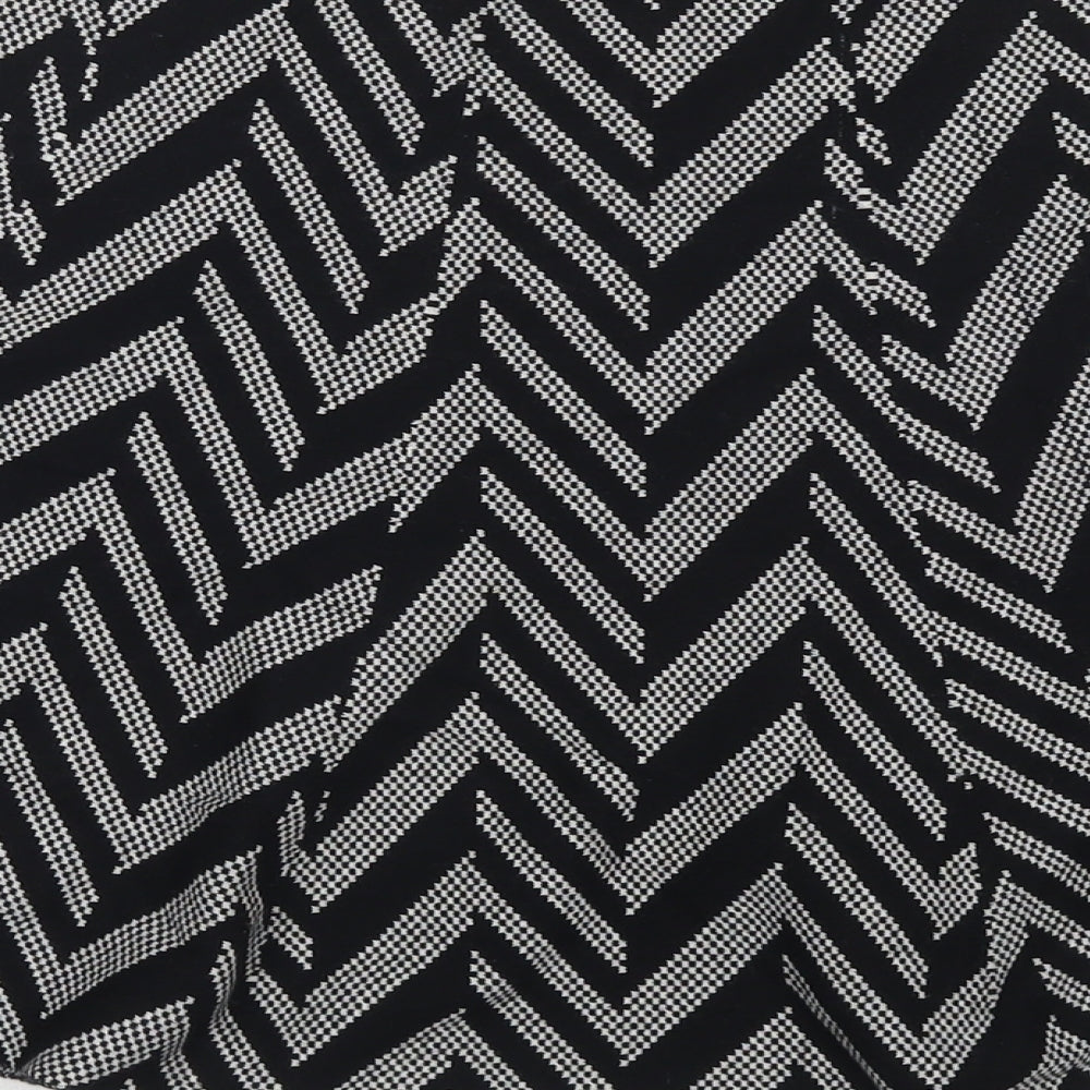 Oasis Womens Black Geometric Cotton Skater Skirt Size S