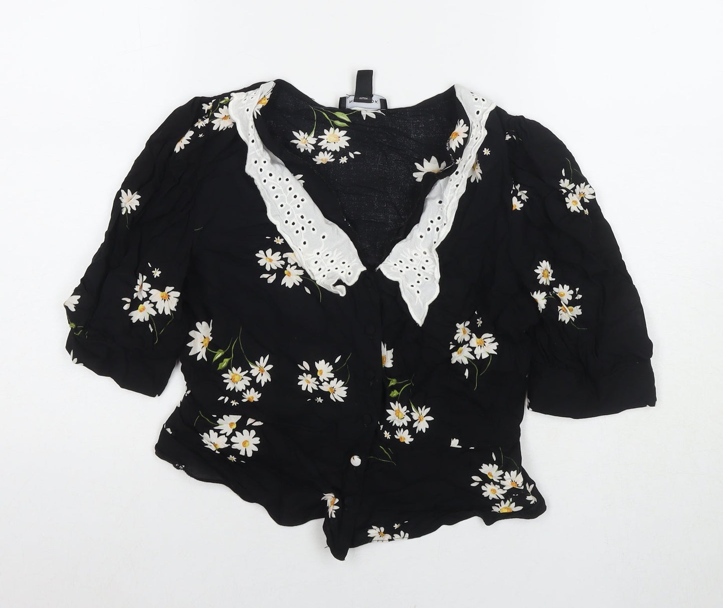 Womens UK Size 12 New Look Black Basic Button-Up