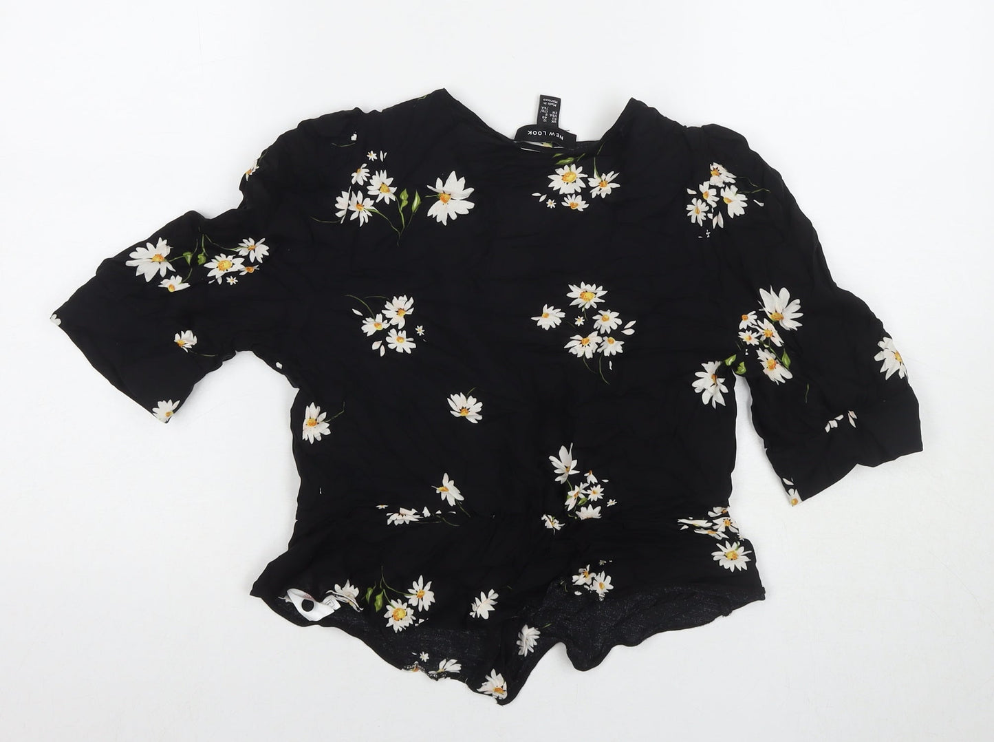 Womens UK Size 12 New Look Black Basic Button-Up