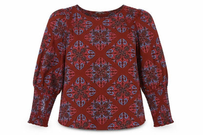 Next Womens Brown Geometric Polyester Basic Blouse Size 14 Round Neck
