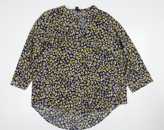 Izabel Womens Multicoloured Animal Print Polyester Tunic Blouse Size 20 V-Neck