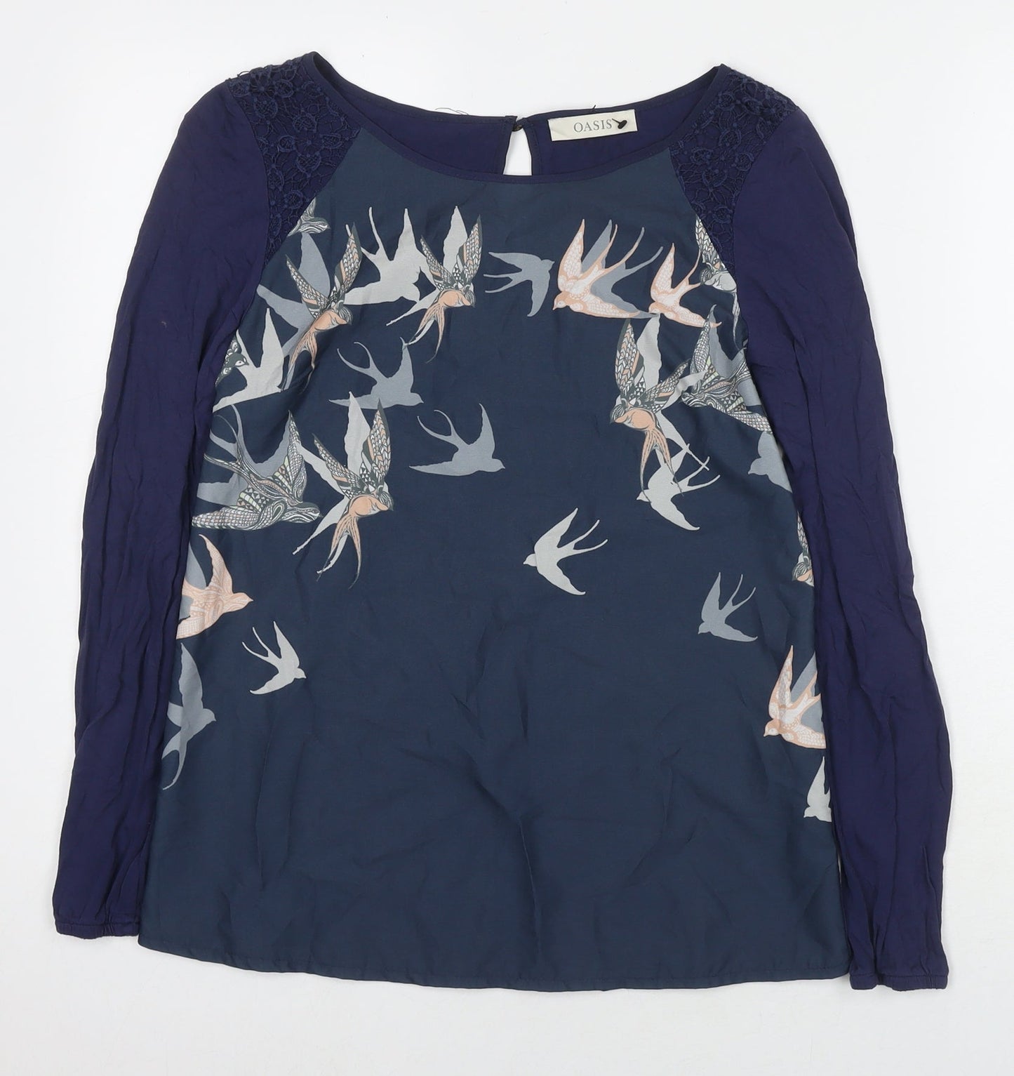 Womens UK Size S Oasis Blue Basic Blouse