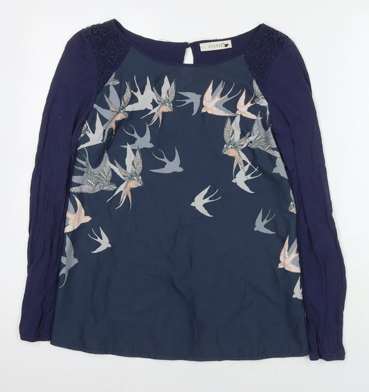 Womens UK Size S Oasis Blue Basic Blouse