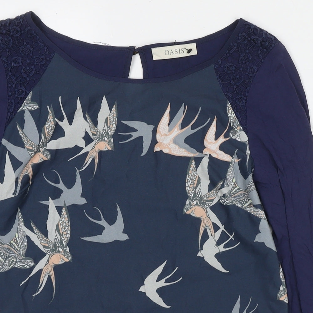 Womens UK Size S Oasis Blue Basic Blouse