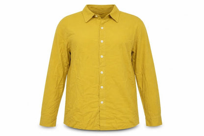 Ouku Womens Yellow Cotton Tunic Button-Up Size L Collared