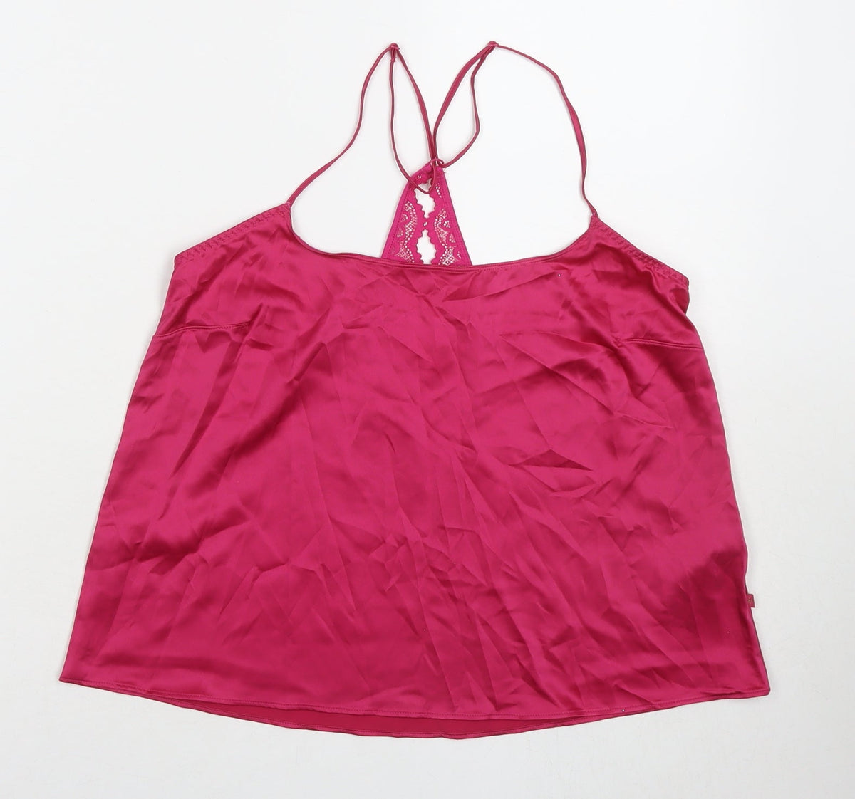 Marks & Spencer Womens Pink Solid Polyester Cami Pyjama Top Size S