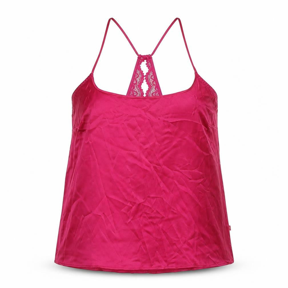 Marks & Spencer Womens Pink Solid Polyester Cami Pyjama Top Size S