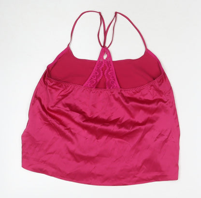 Marks & Spencer Womens Pink Solid Polyester Cami Pyjama Top Size S