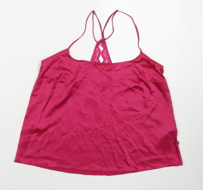 Marks & Spencer Womens Pink Solid Polyester Cami Pyjama Top Size M