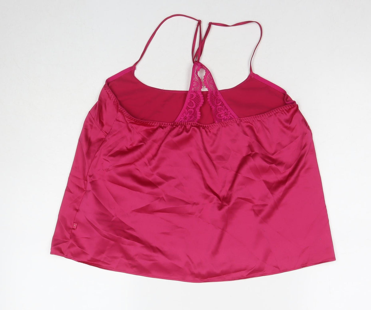 Marks & Spencer Womens Pink Solid Polyester Cami Pyjama Top Size M