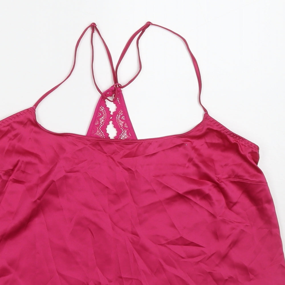 Marks & Spencer Womens Pink Solid Polyester Cami Pyjama Top Size M