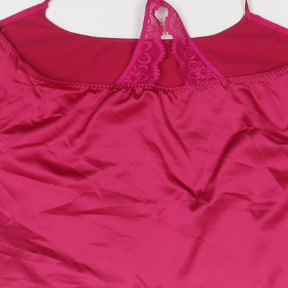 Marks & Spencer Womens Pink Solid Polyester Cami Pyjama Top Size M