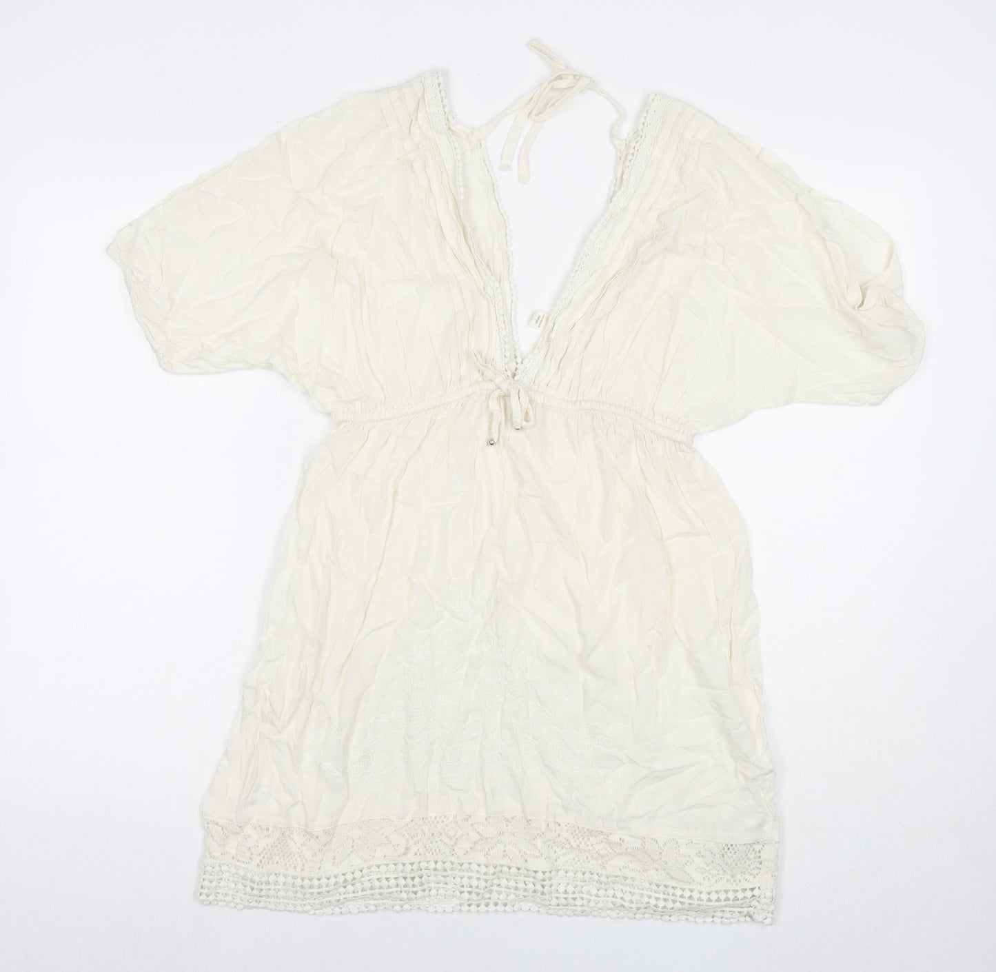 Accessorize Womens White Viscose Fit & Flare Size S V-Neck Pullover