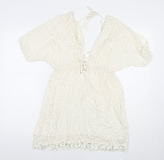 Accessorize Womens White Viscose Fit & Flare Size S V-Neck Pullover