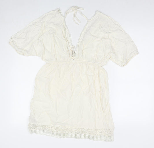 Accessorize Womens White Viscose Fit & Flare Size S V-Neck Pullover