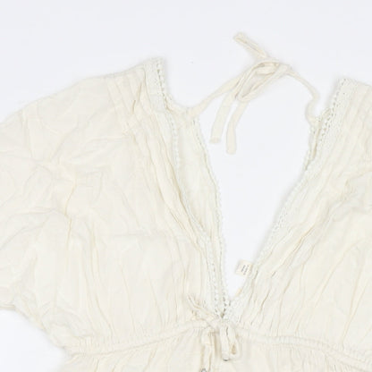 Accessorize Womens White Viscose Fit & Flare Size S V-Neck Pullover