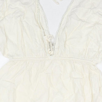 Accessorize Womens White Viscose Fit & Flare Size S V-Neck Pullover