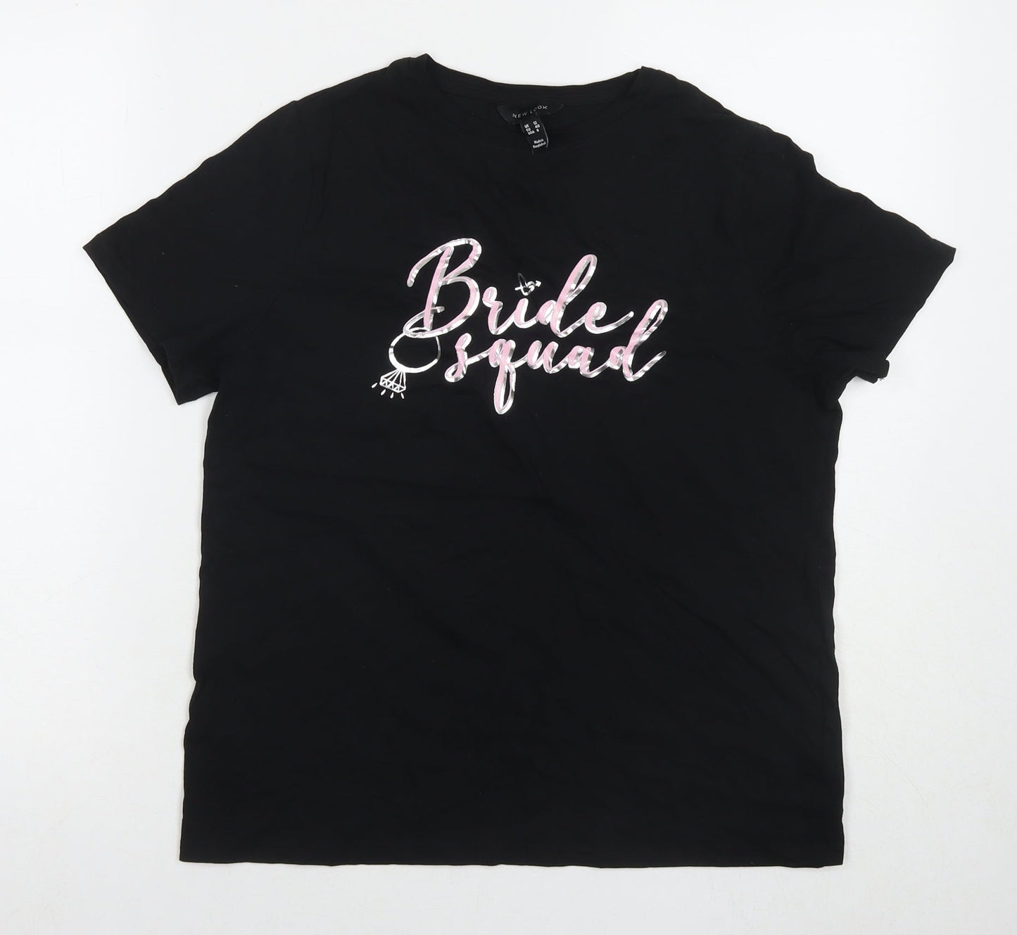 Womens UK Size 12 New Look Black Basic T-Shirt
