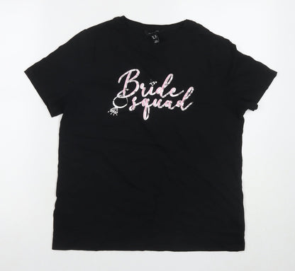 Womens UK Size 12 New Look Black Basic T-Shirt
