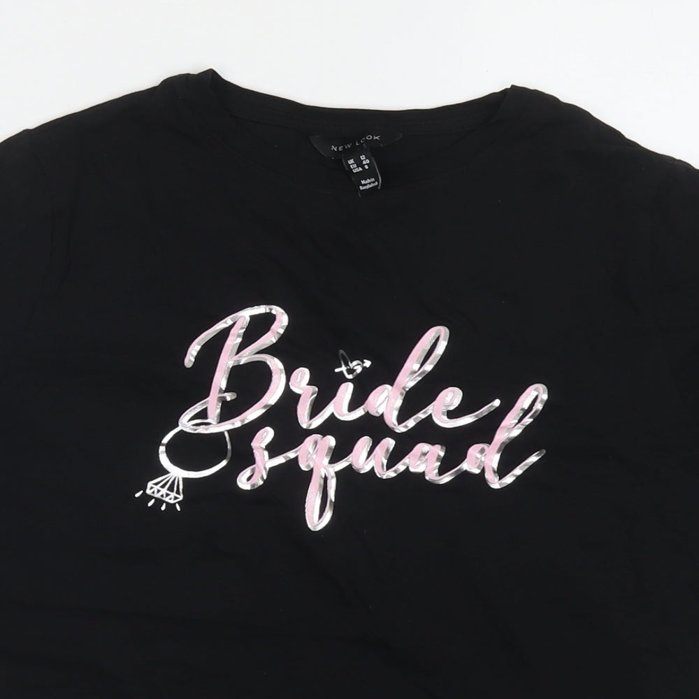 Womens UK Size 12 New Look Black Basic T-Shirt