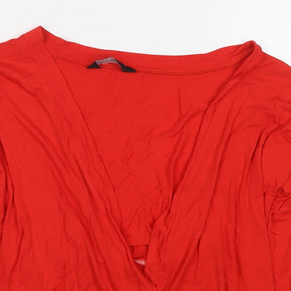 Womens UK Size 14 Dorothy Perkins Red Kimono T-Shirt