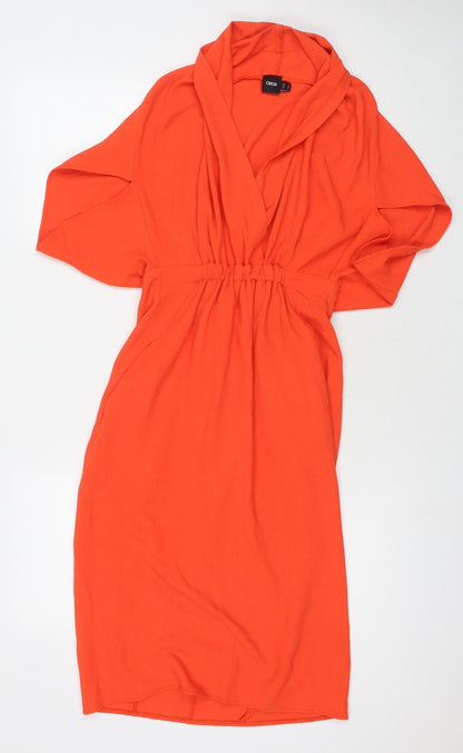 ASOS Womens Orange Polyester A-Line Size 8 V-Neck Pullover