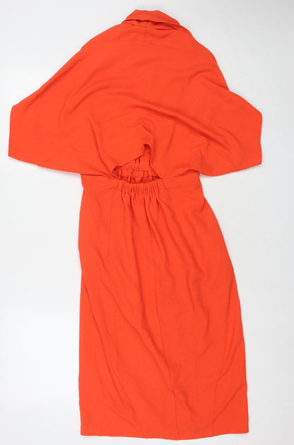 ASOS Womens Orange Polyester A-Line Size 8 V-Neck Pullover